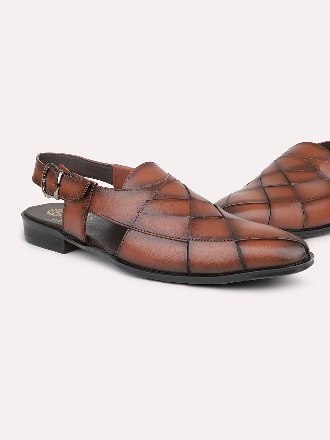 Privo Brown Textured Casual Sandal For Men