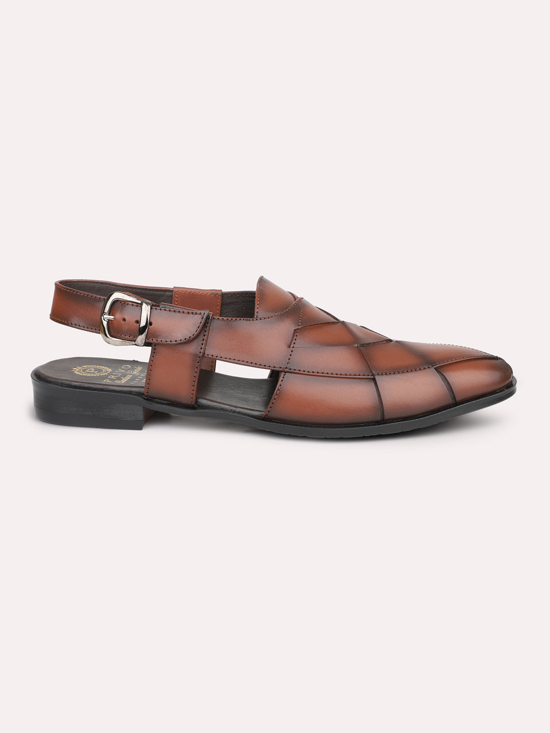 Privo Brown Textured Casual Sandal For Men