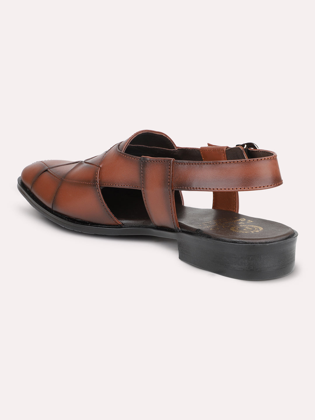 Privo Brown Textured Casual Sandal For Men