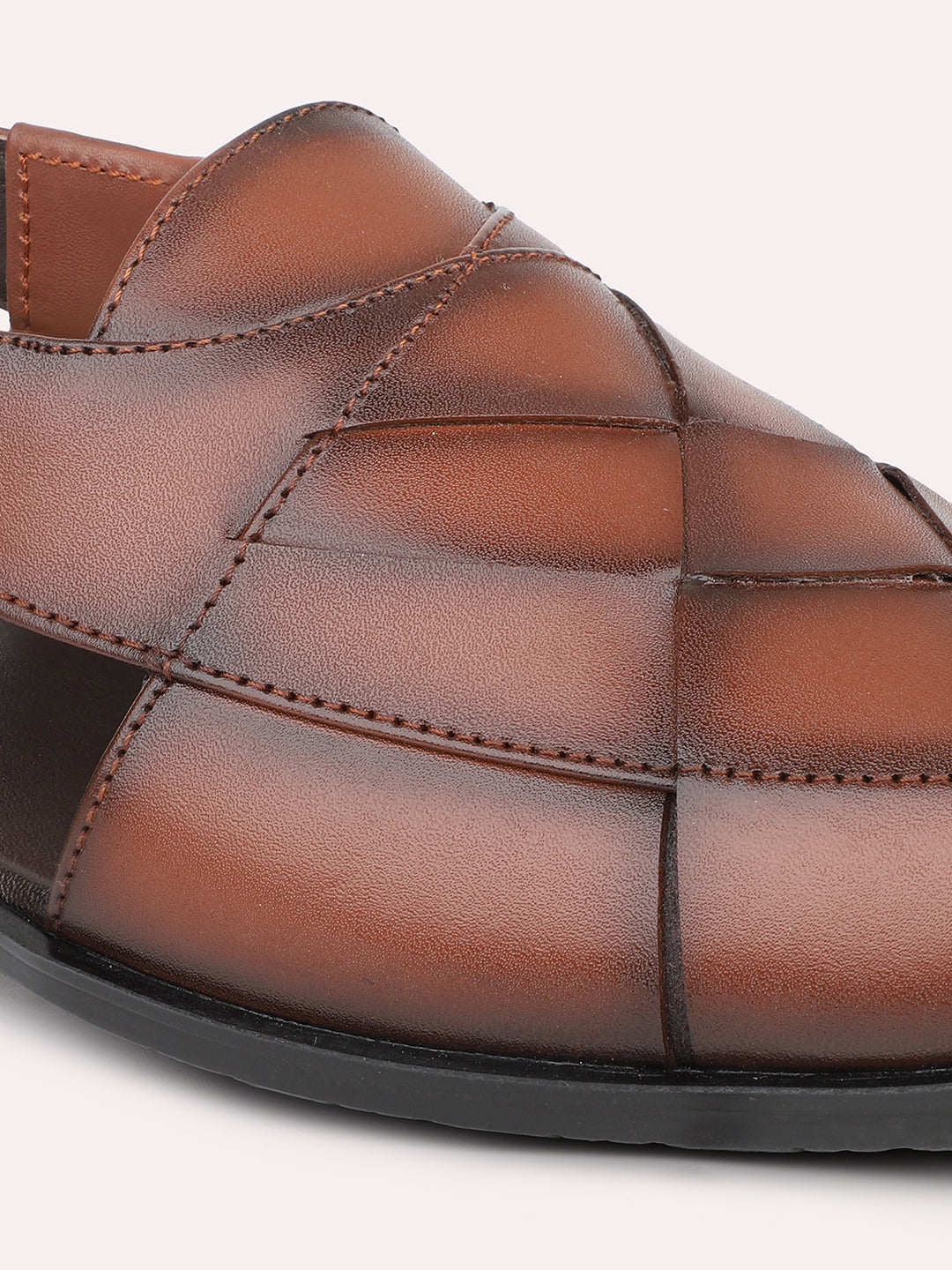 Privo Brown Textured Casual Sandal For Men