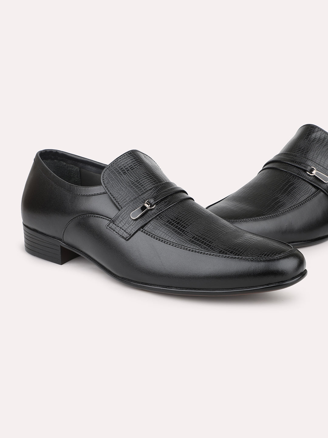 Privo Black Formal Slip-On Shoes For Men