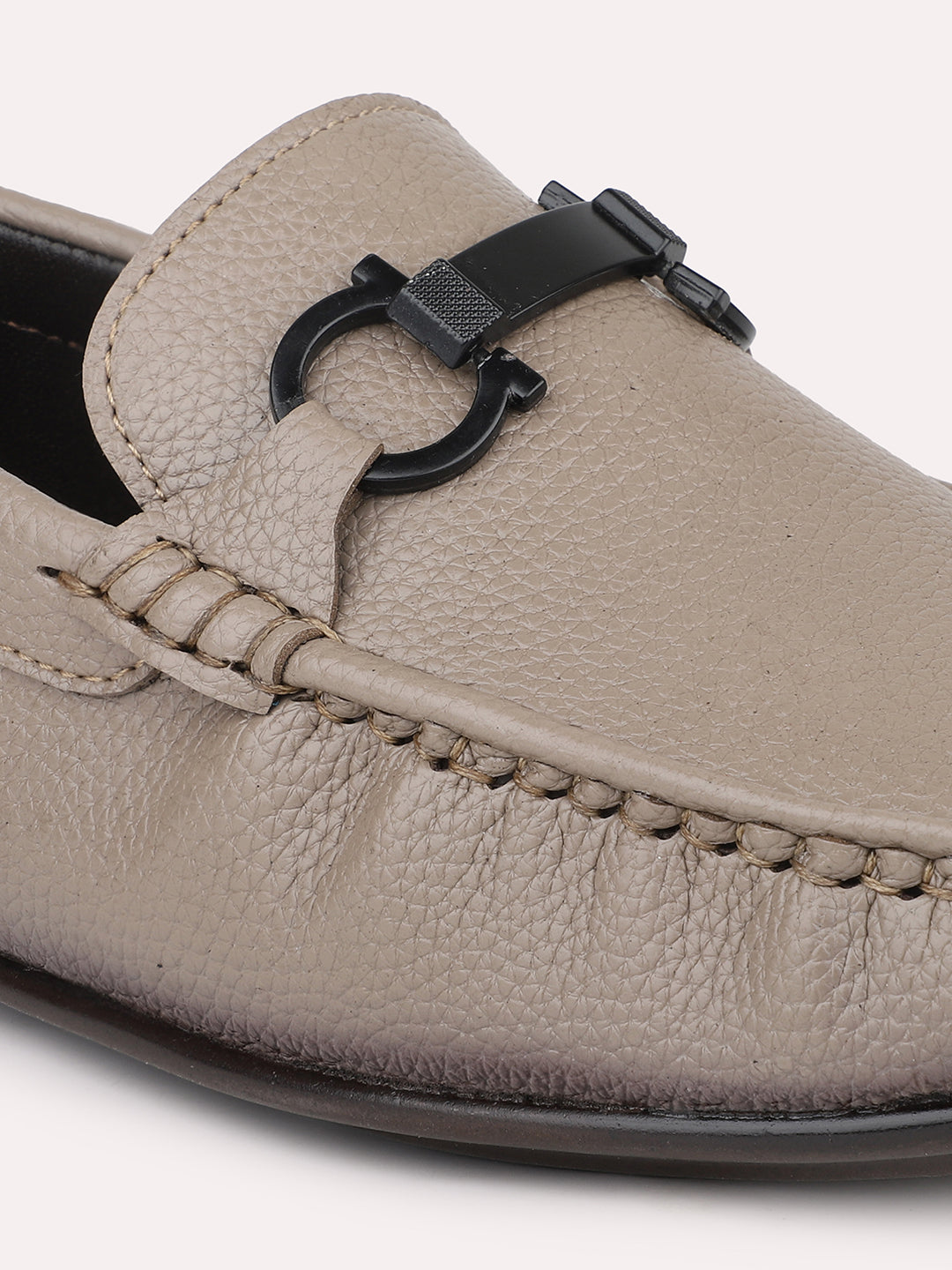 Privo Beige Textured Casual Loafer Shoes For Men