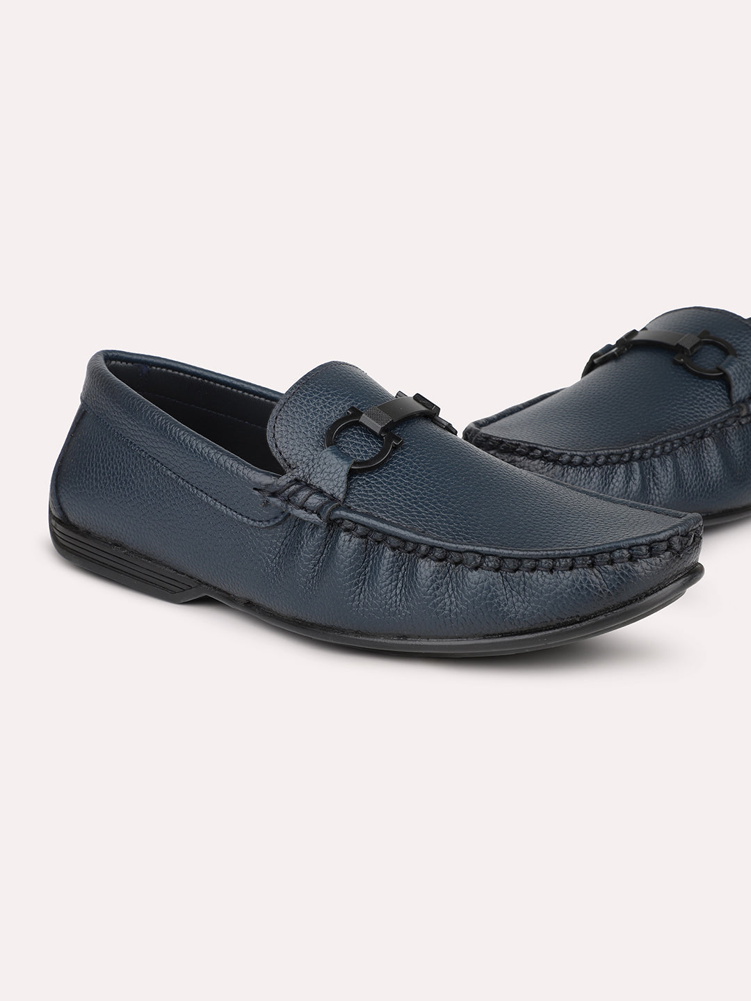 Privo Blue Textured Casual Loafer Shoes For Men