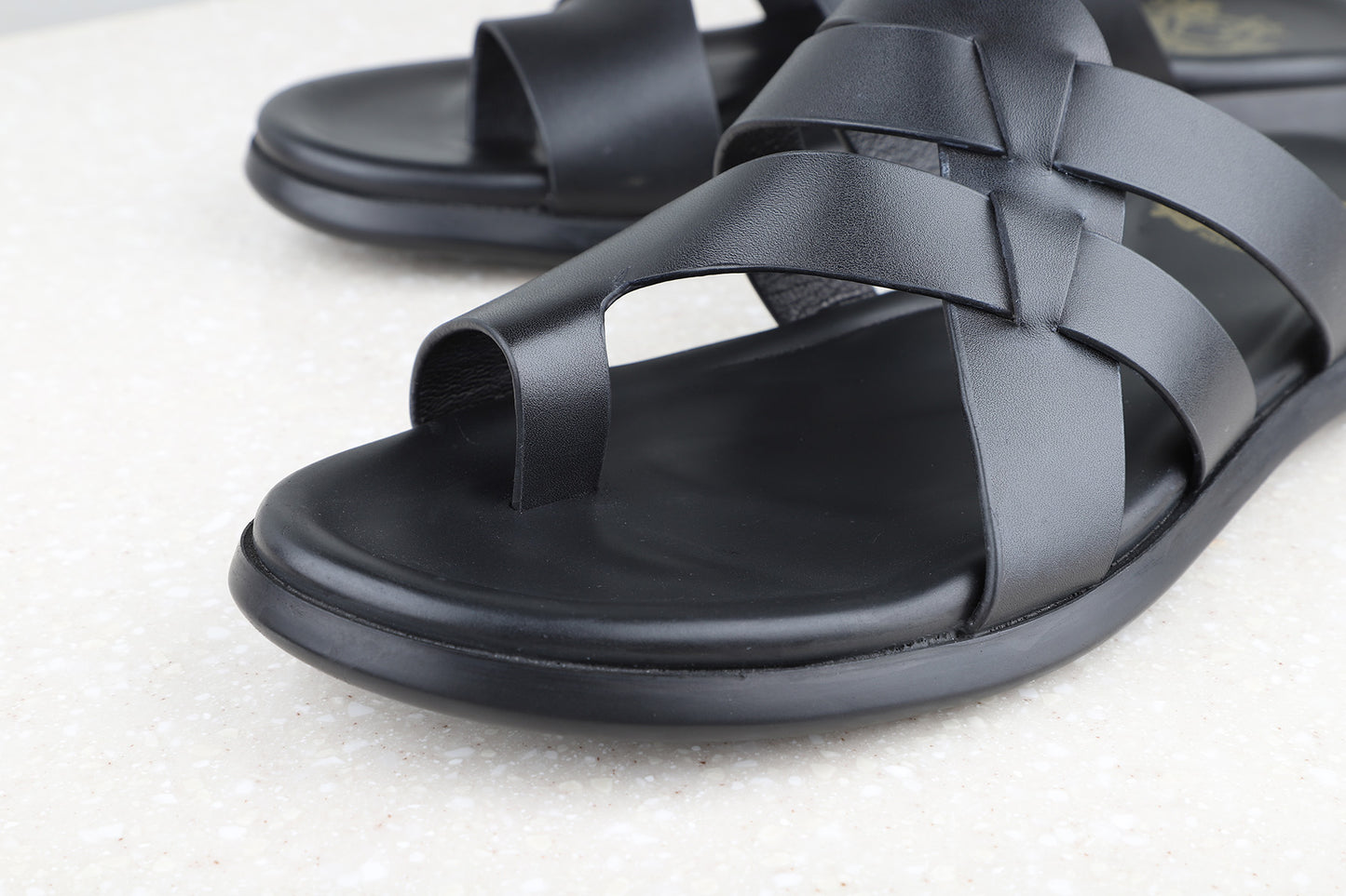 Atesber Tri-Band One Toe Sandal-Black For Men