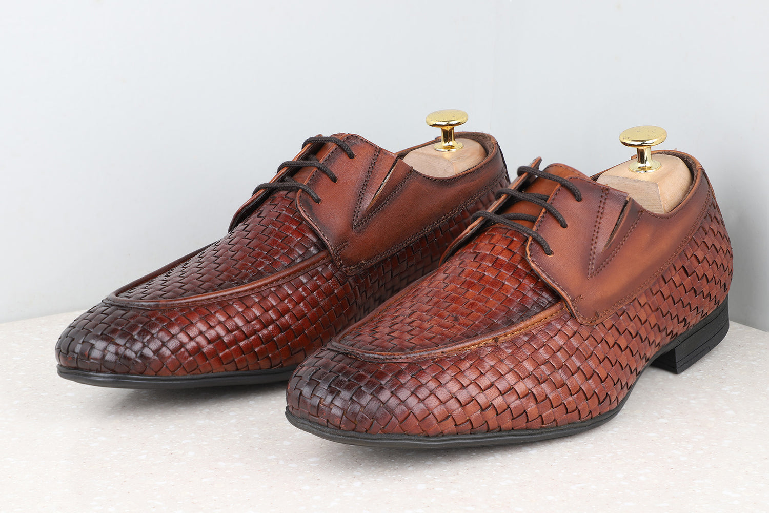 Atesber Textured Formal Lace Up-Tan For Men