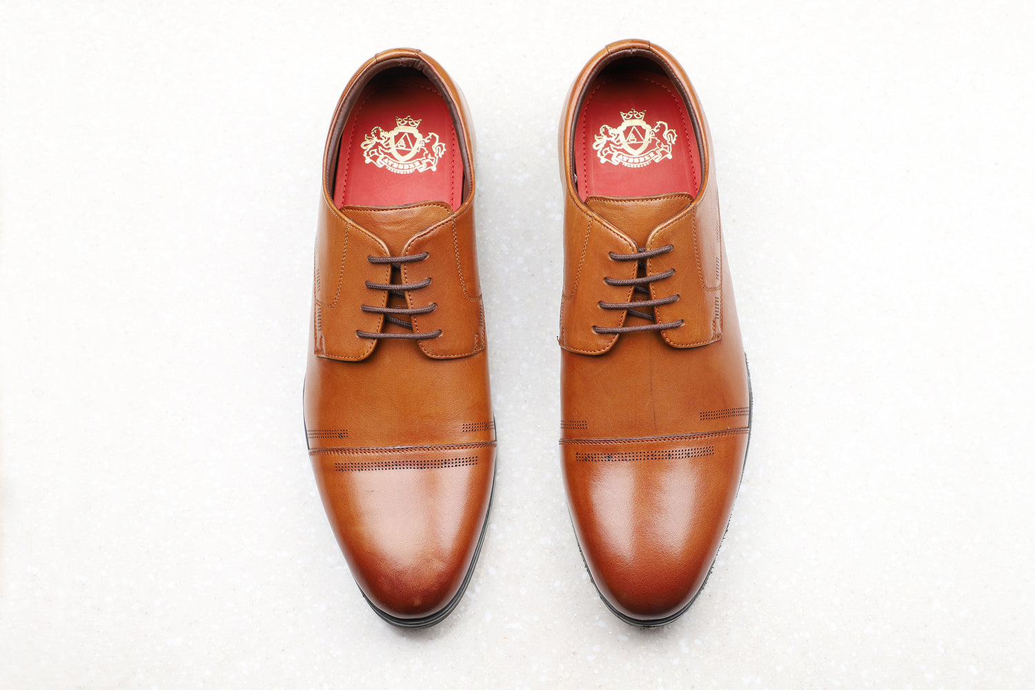 Atesber Textured Formal Lace Up-Tan For Men