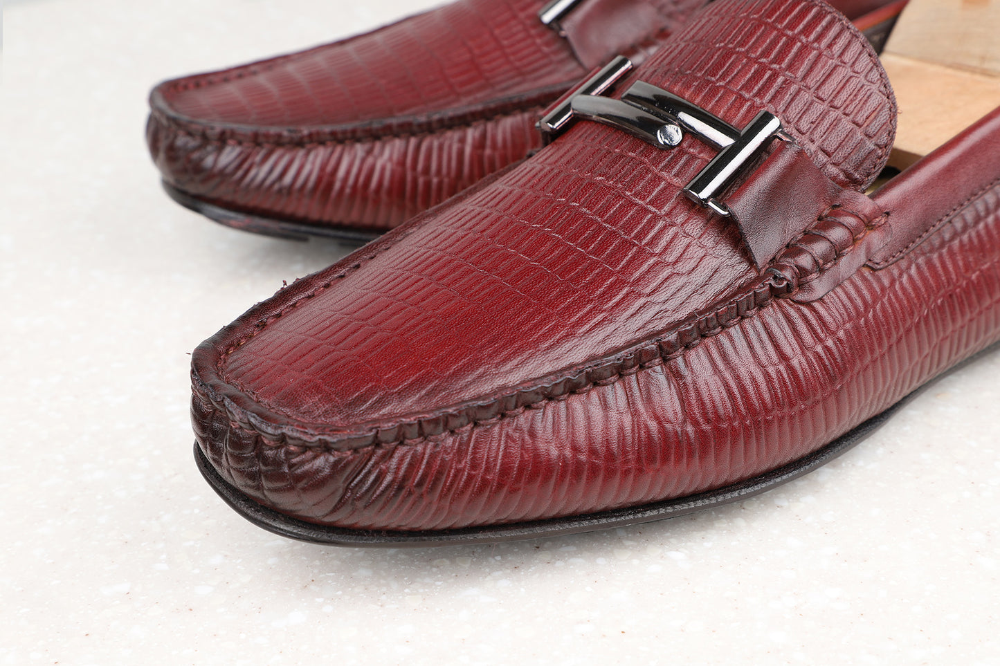 Atesber Brooch Driving Casual Shoes-Smoky Wine For Men