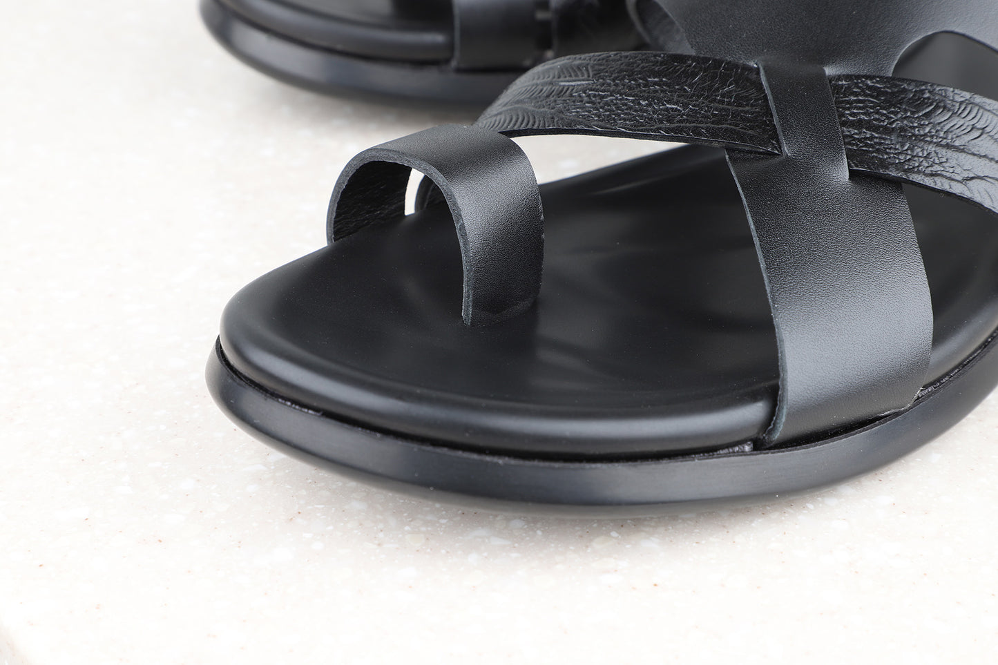 Atesber Tri-Band One Toe Sandal-Black For Men