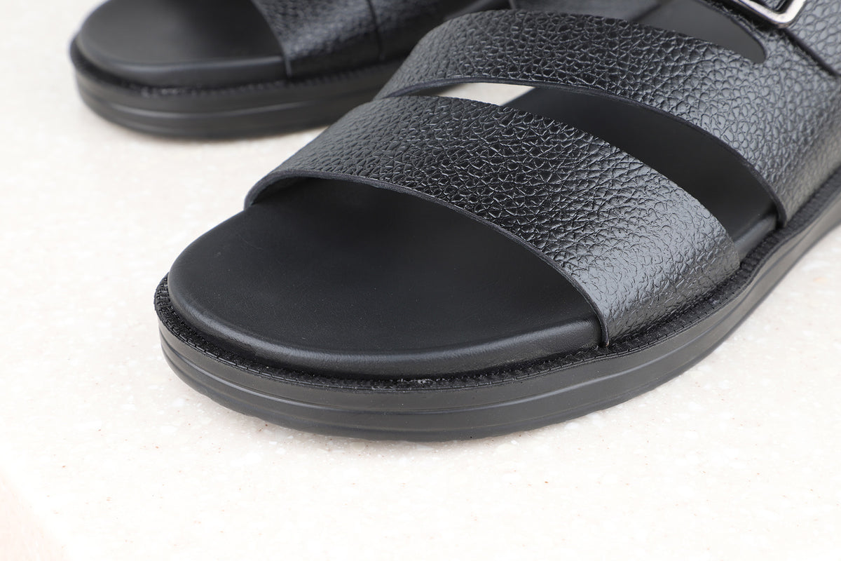 Atesber Thong Textured Sandal - Black For Men