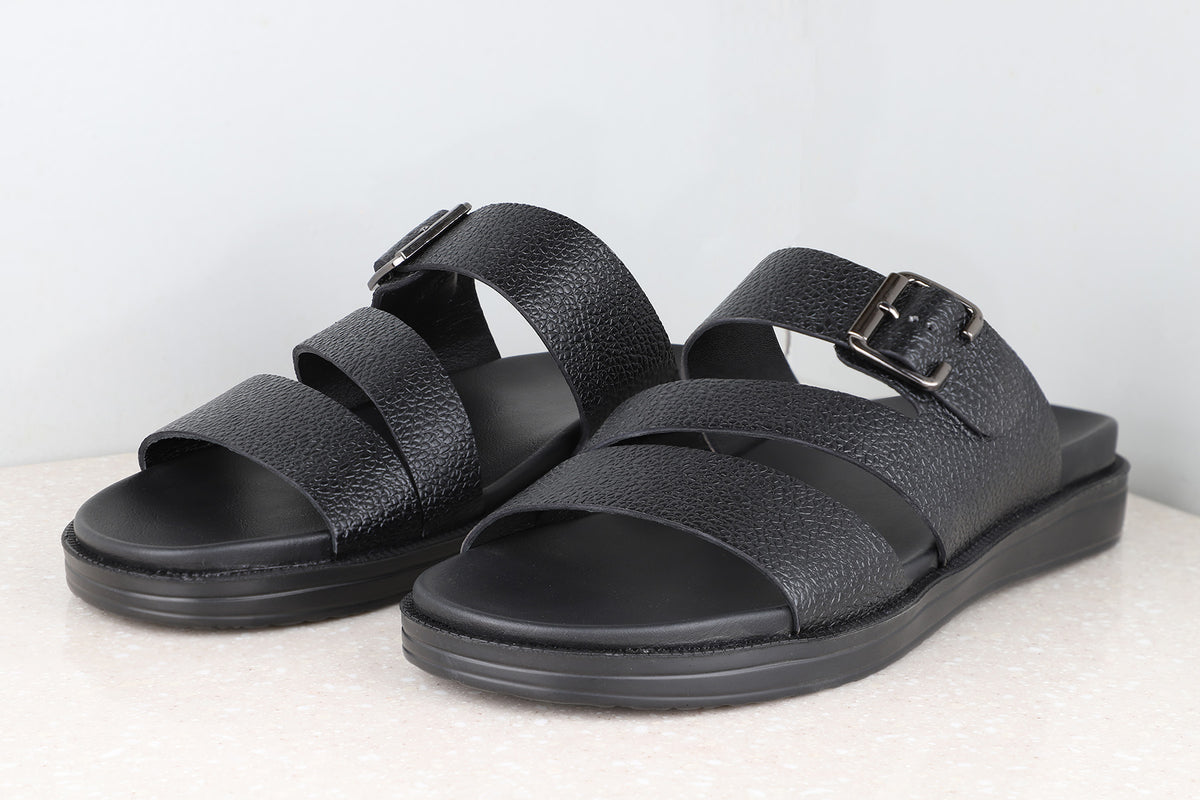 Atesber Thong Textured Sandal - Black For Men