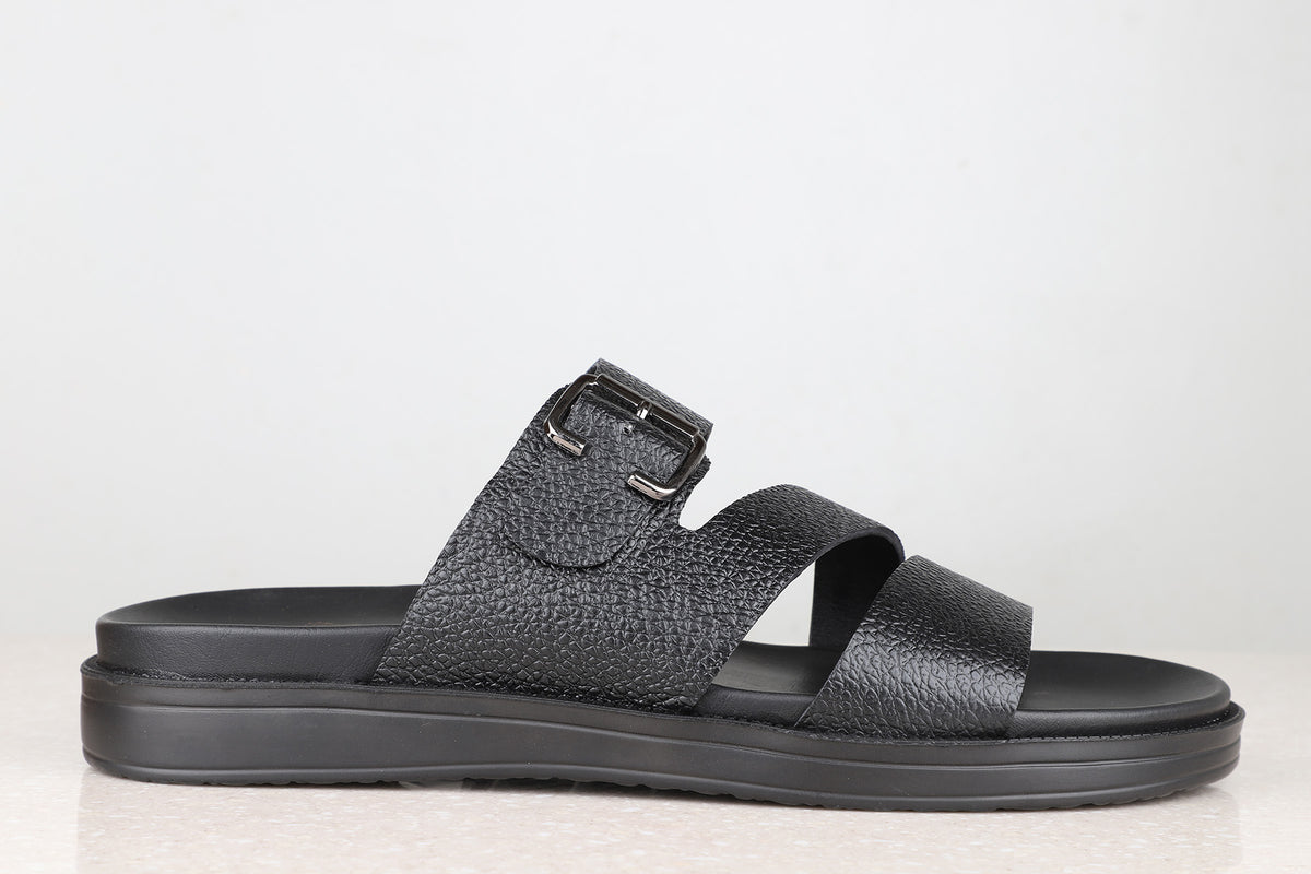 Atesber Thong Textured Sandal - Black For Men