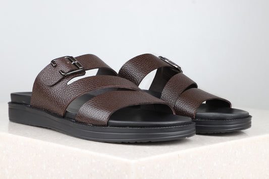 Atesber Thong Textured Sandal - Brown For Men