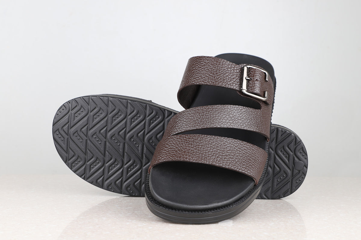 Atesber Thong Textured Sandal - Brown For Men