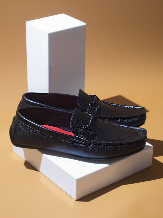 Atesber Black Flexi Driving Shoes For Men's