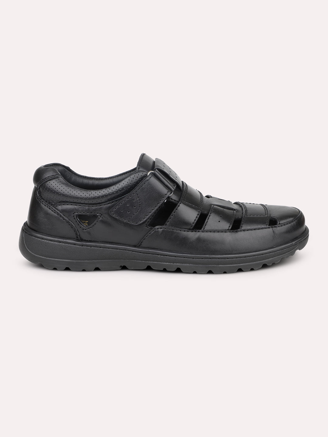 Atesber Black Striped Casual Sandal For Men's