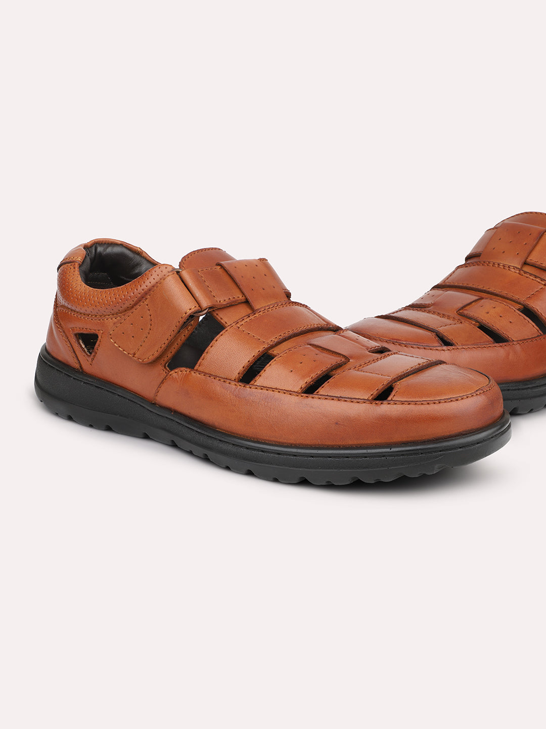 Atesber Tan Striped Casual Sandal For Men's