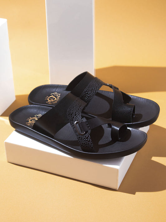 Atesber Black Thong Sandal For Mens