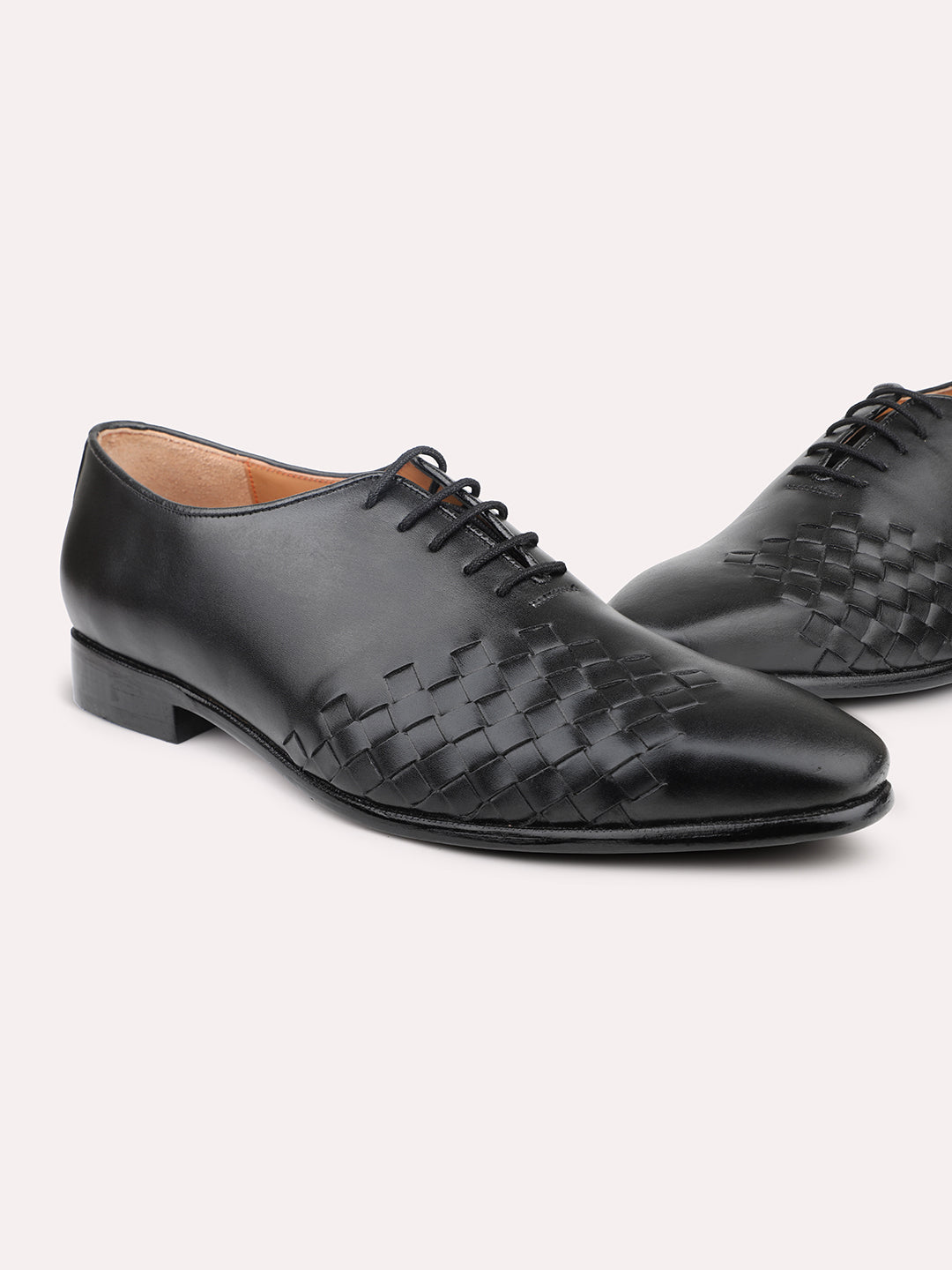 Atesber Black Textured Lace-Up For Men's