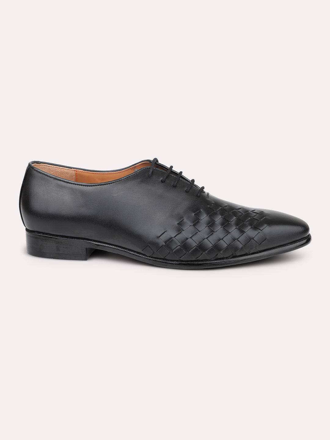 Atesber Black Textured Lace-Up For Men's