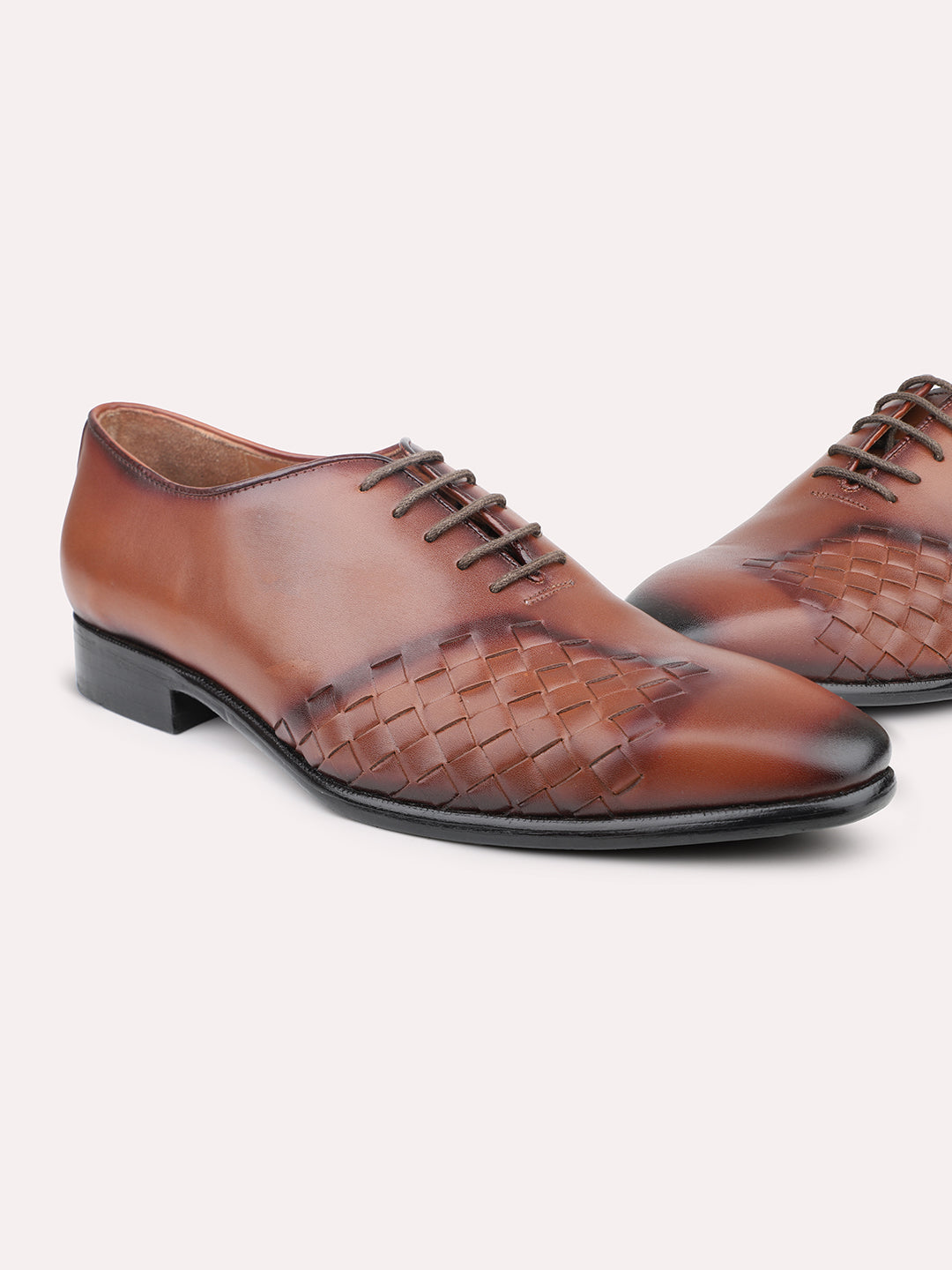 Atesber Brown Textured Lace-Up For Men's