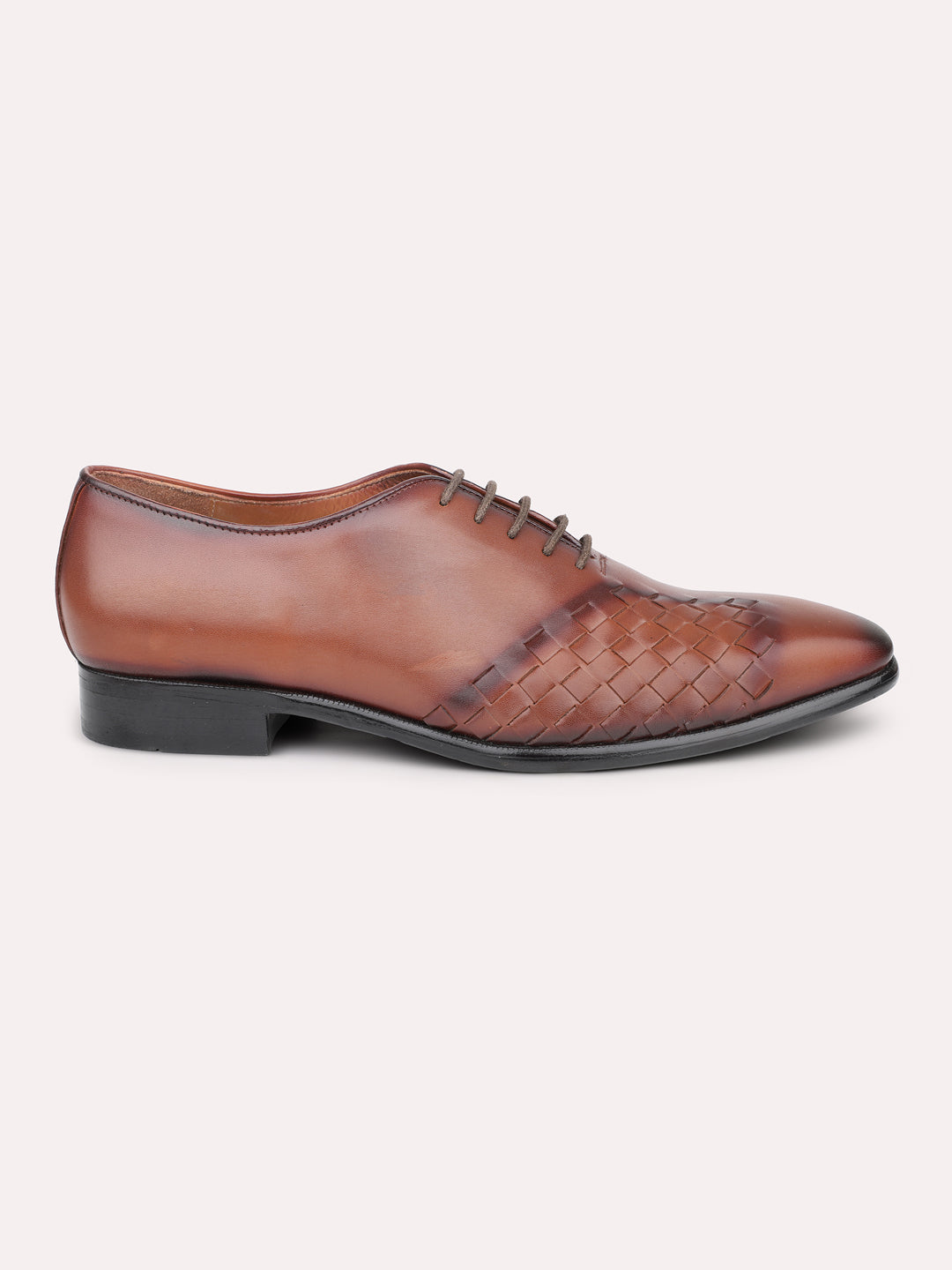 Atesber Brown Textured Lace-Up For Men's