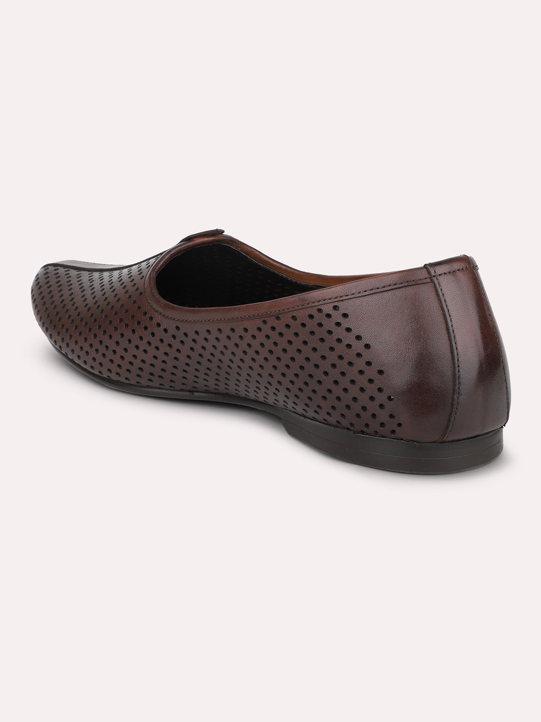 Atesber Brown Ethnic Textured Mojri For Men