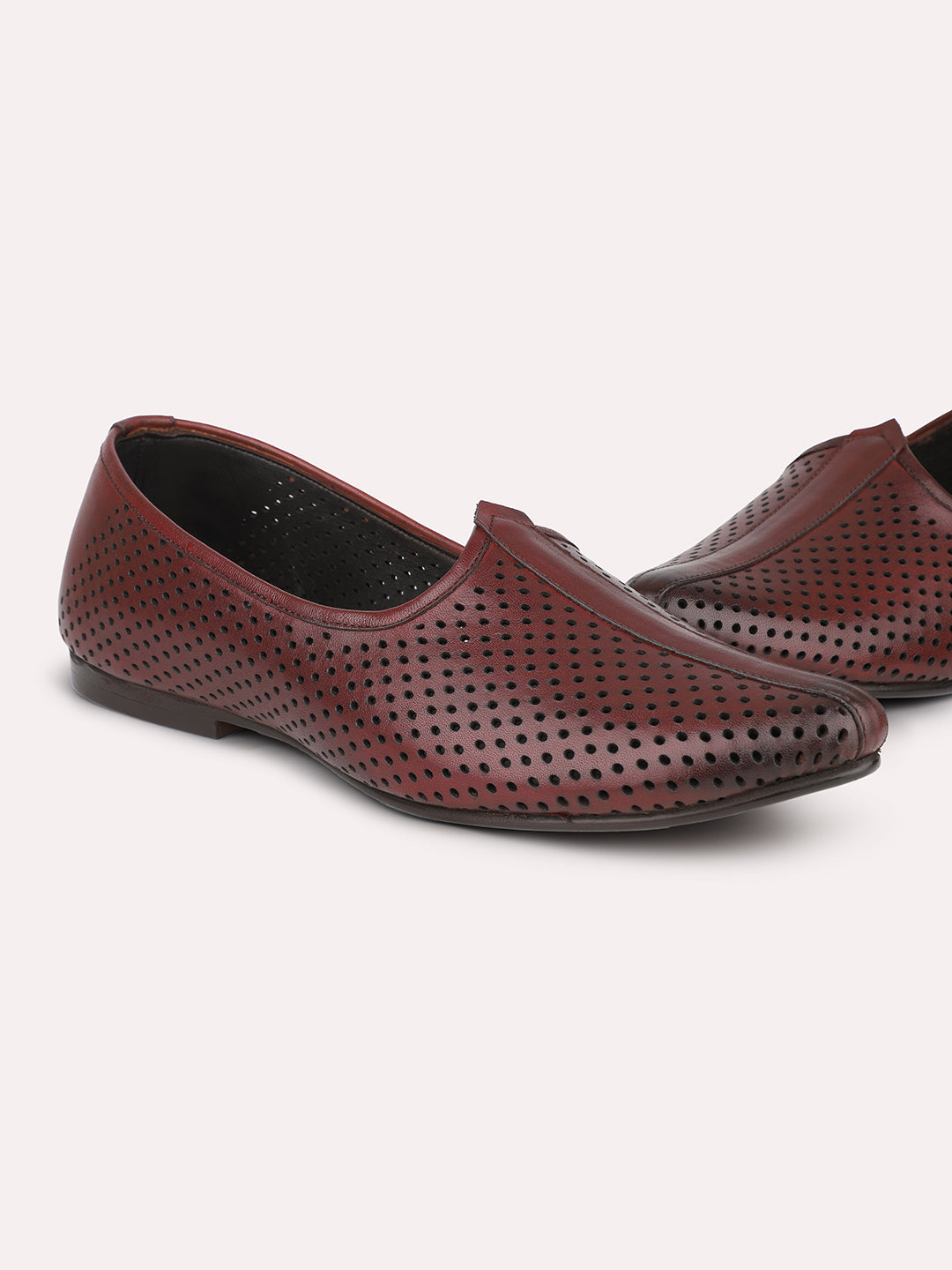 Atesber Wine Ethnic Textured Mojri For Men