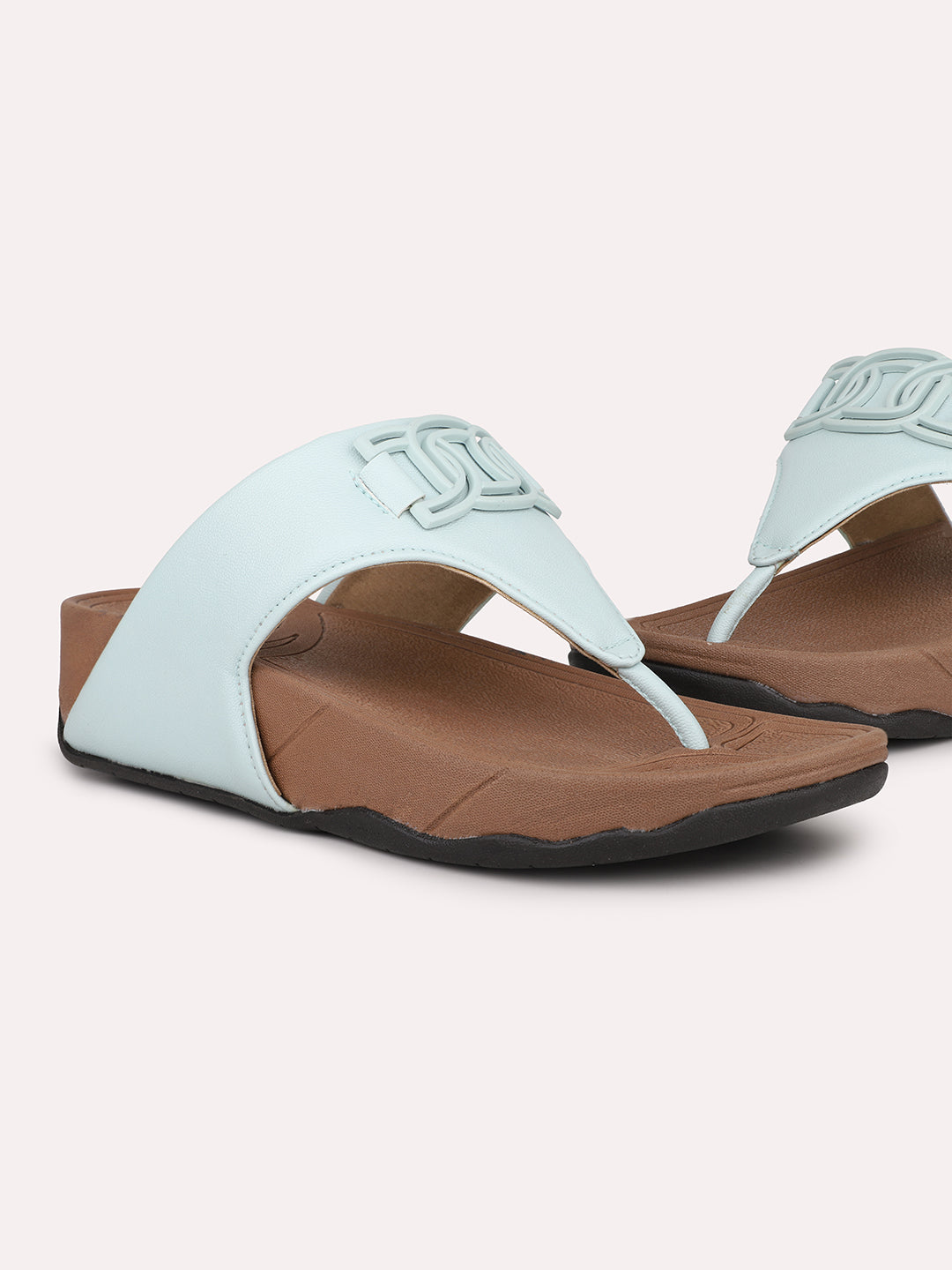 Women Blue Textured Comfort Heels