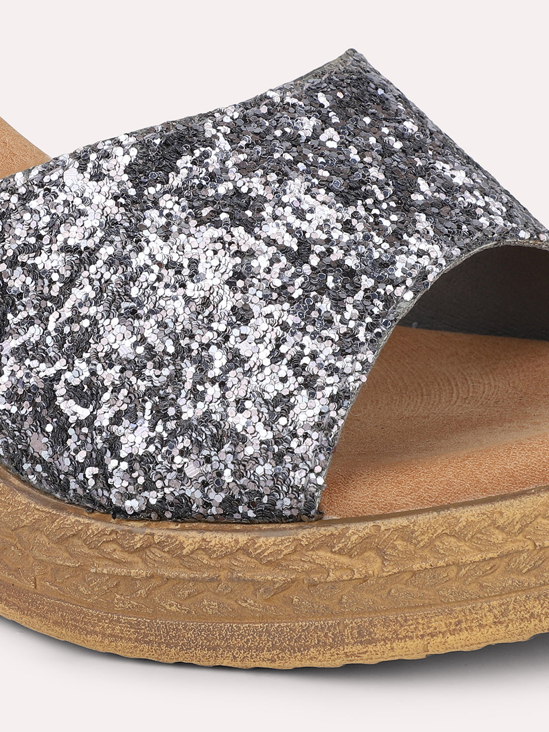 Women Pewter Embellished Party Wedge Heels