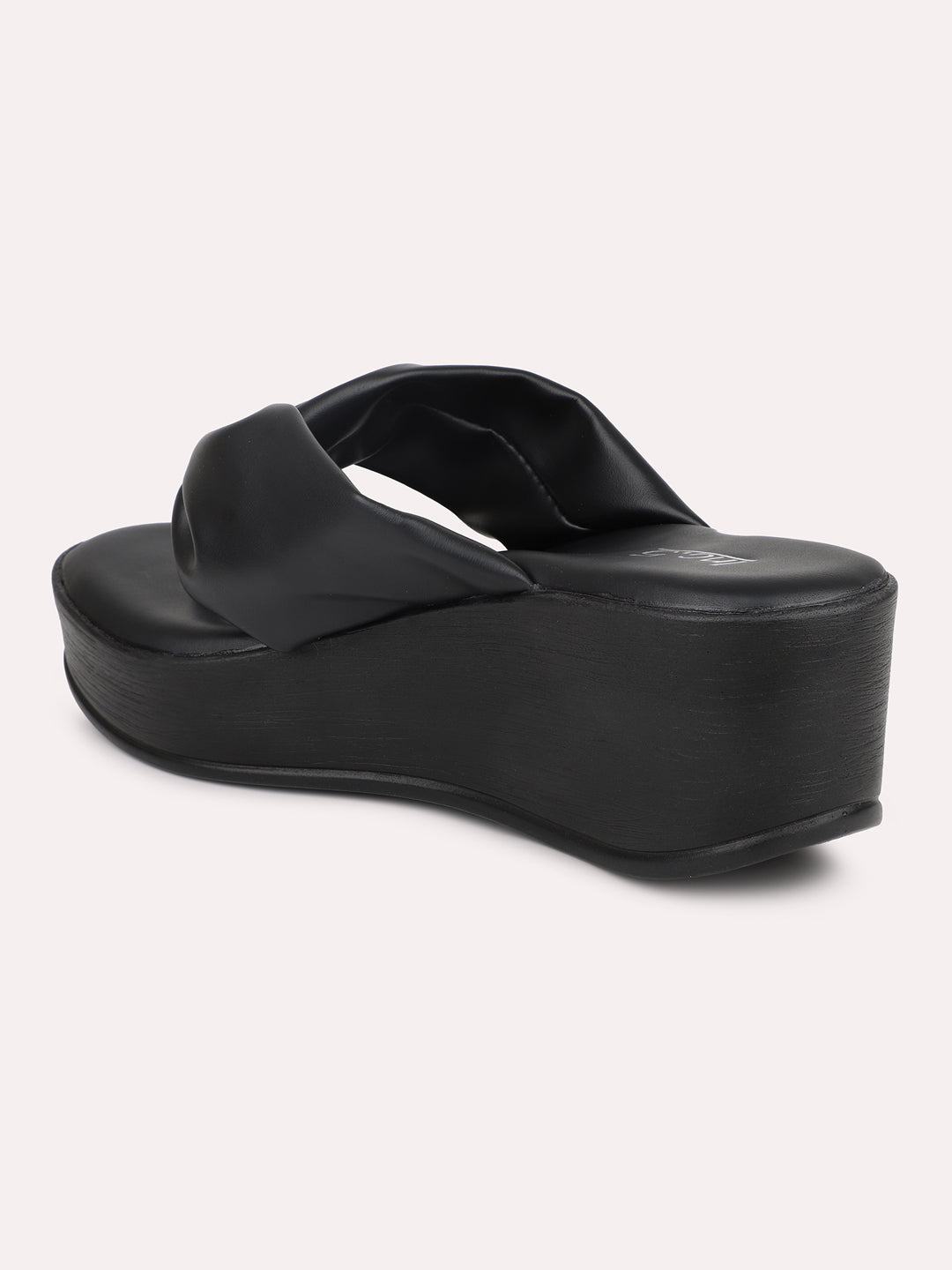 Women Black Solid Wedge Sandals