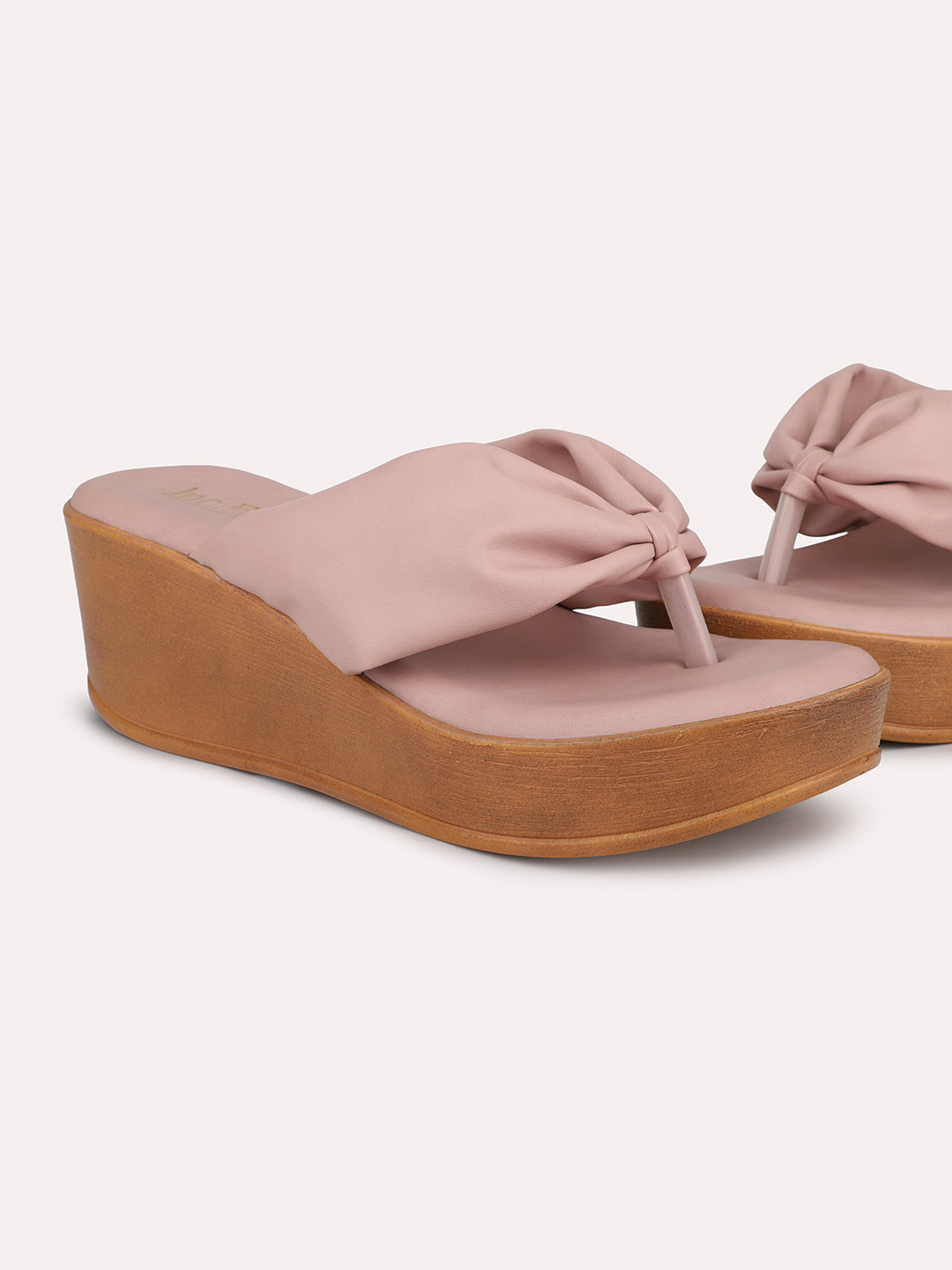 Women Peach Solid Wedge Sandals
