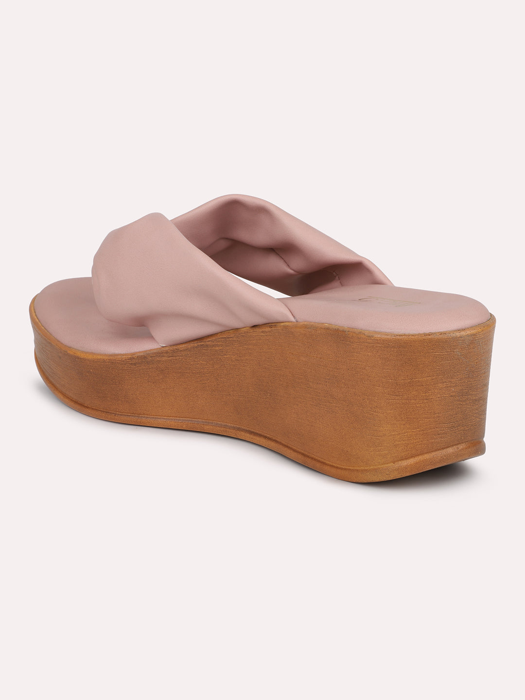 Women Peach Solid Wedge Sandals