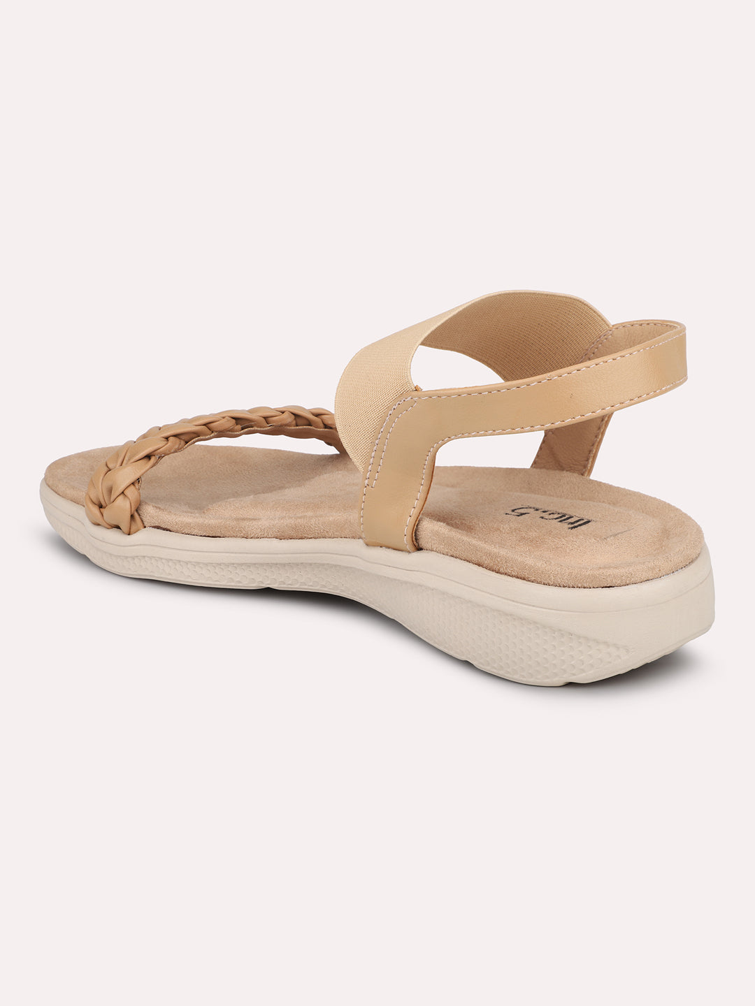 Women Beige Solid Open Toe Flats