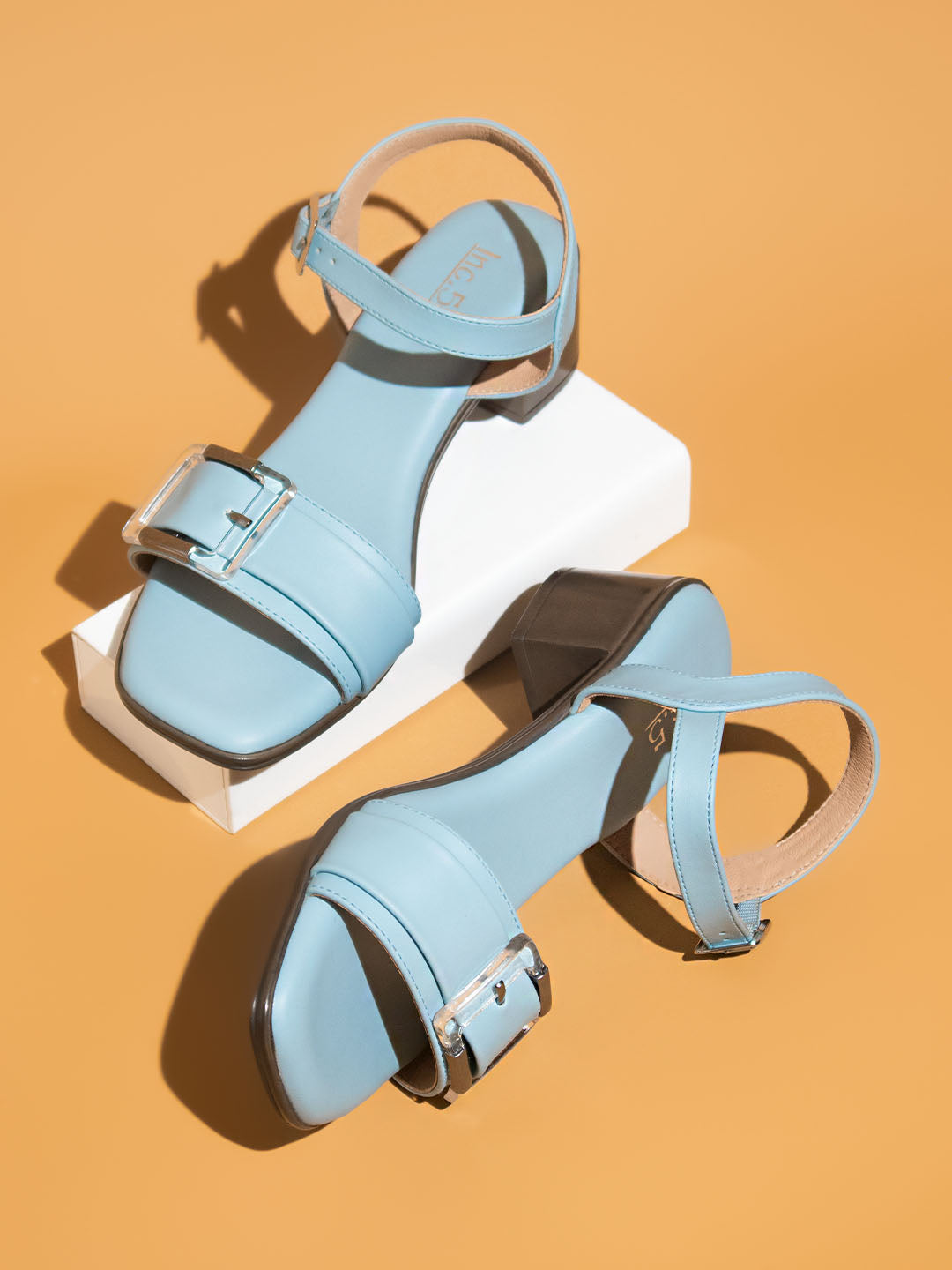 Women L.blue Open Toe Block Heels