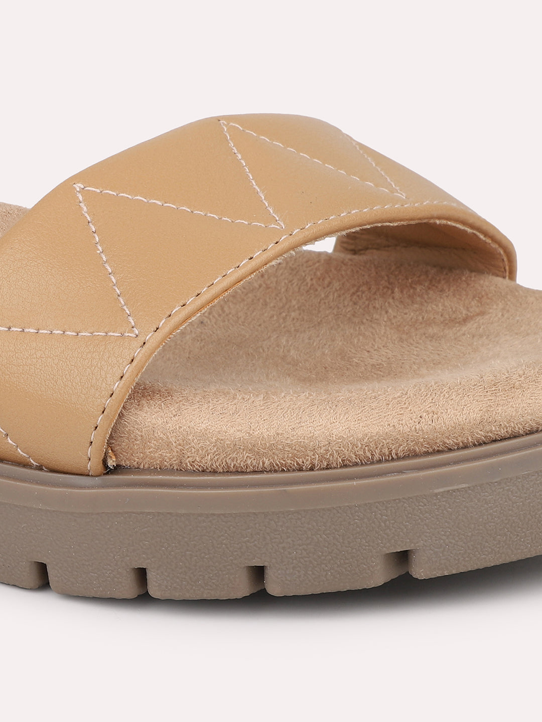 Women Beige Textured Open Toe Flats