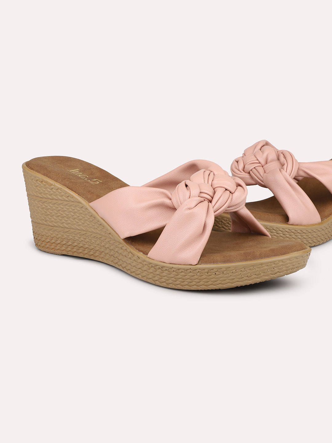 Women Peach Textured Wedge Heels