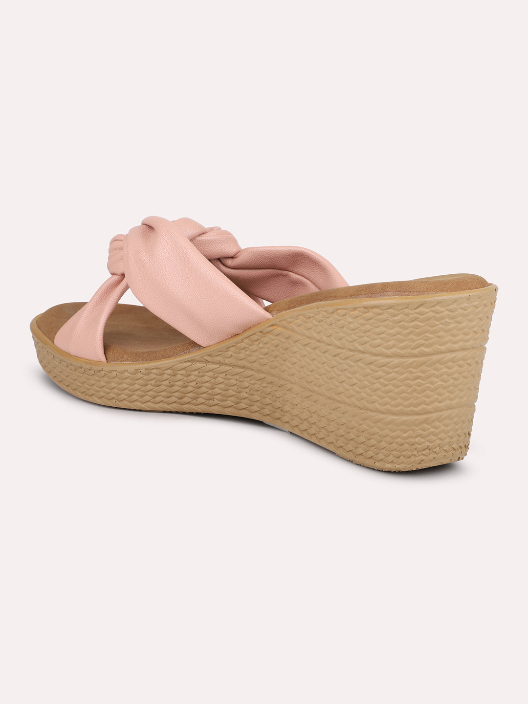 Women Peach Textured Wedge Heels