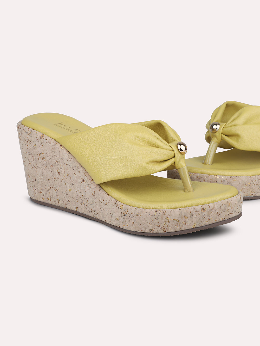 Women Yellow Solid Wedge Heels