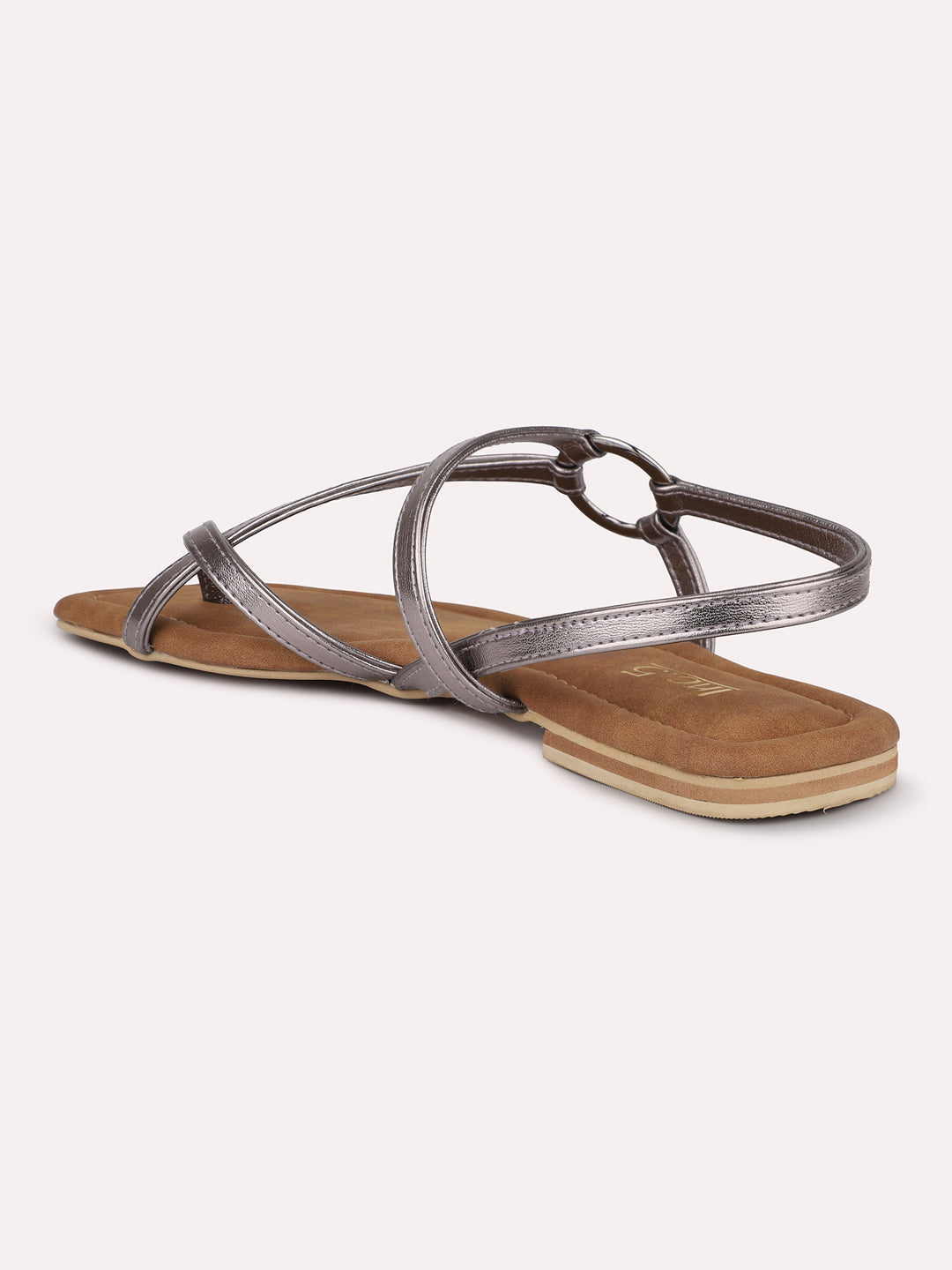 Buy Now Women Pewter Solid One Toe Flats