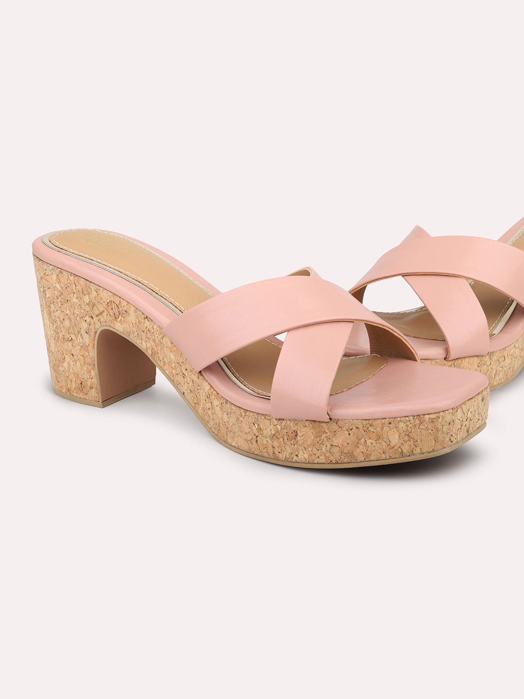 Women Peach Solid Platform Heels