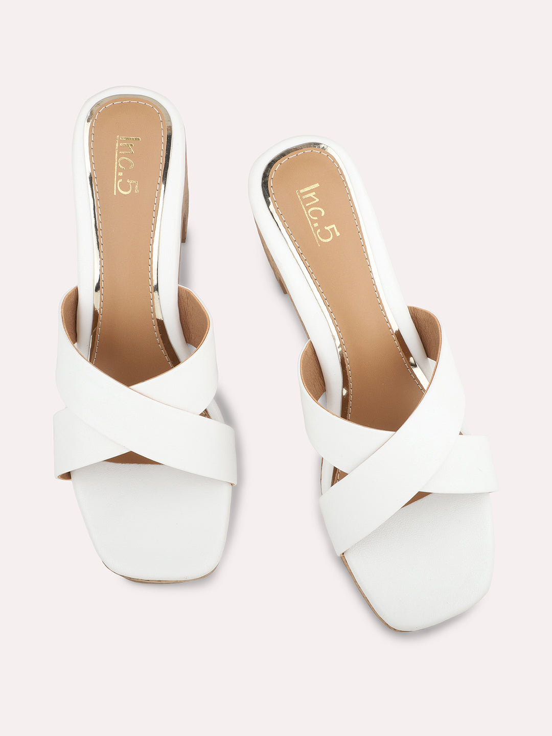 Women White Solid Platform Heels