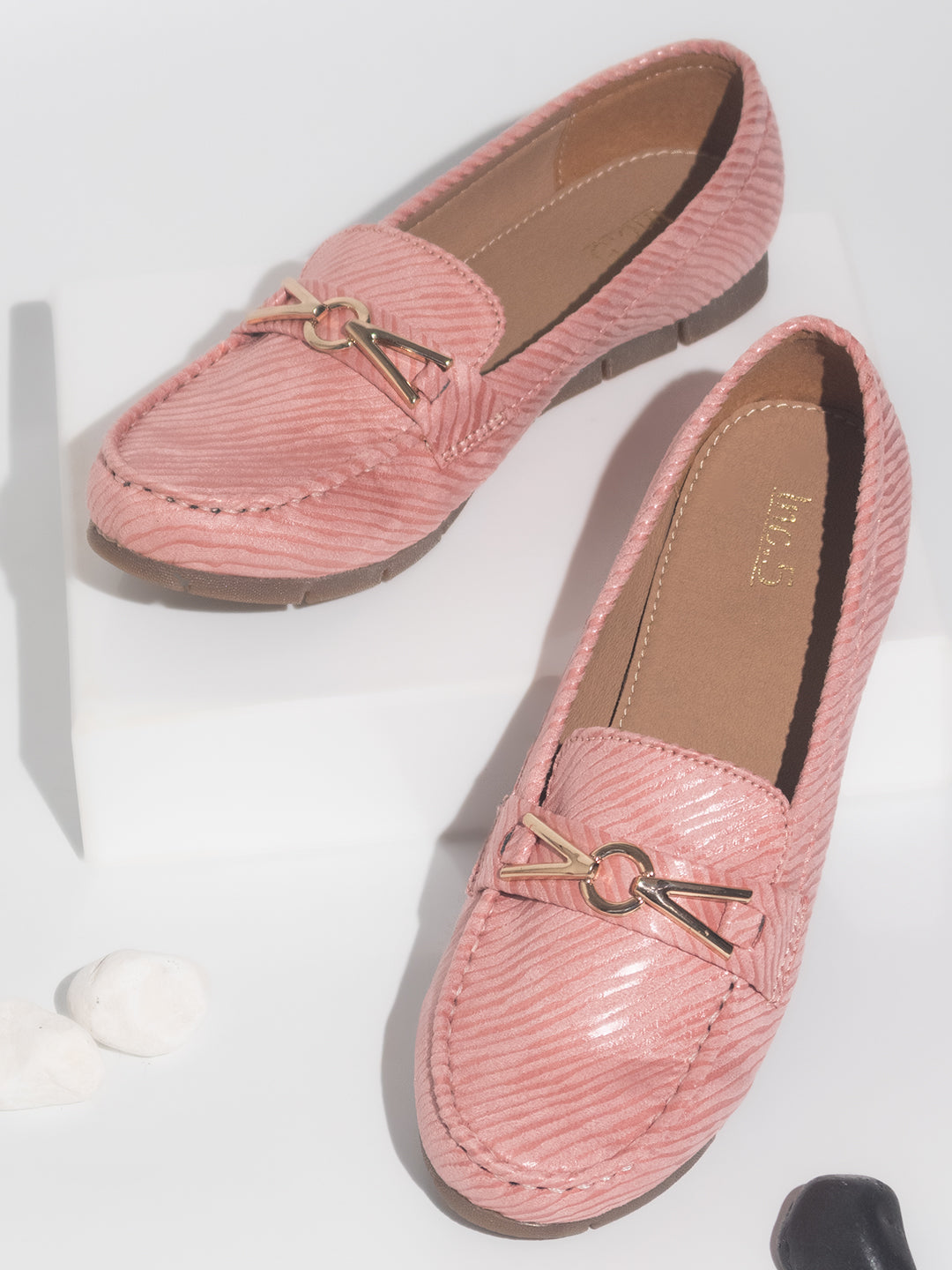Women Peach Embellished Loafers