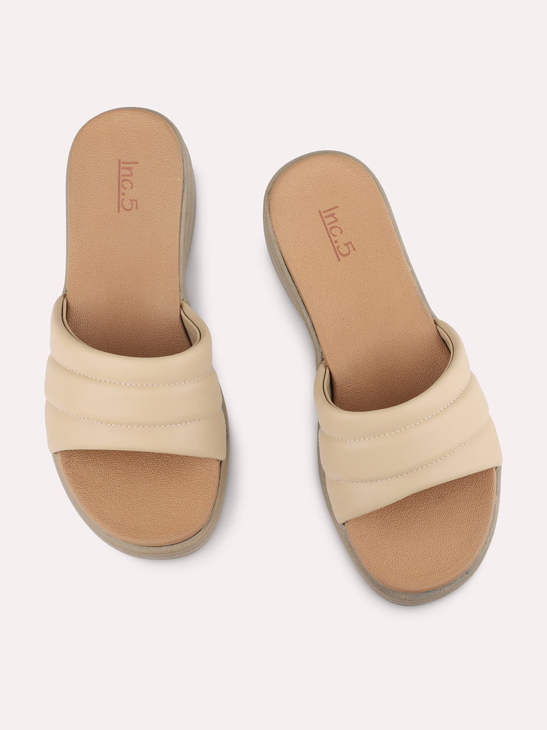 Women Beige Textured Open Toe Comfort Sandals