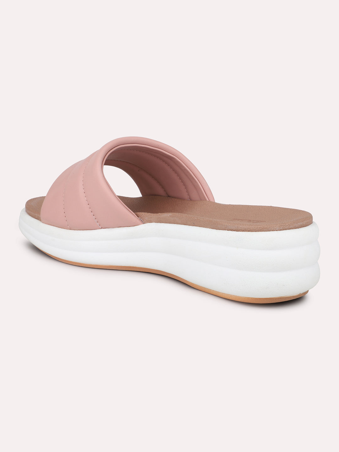 Women Peach Textured Open Toe Comfort Sandals