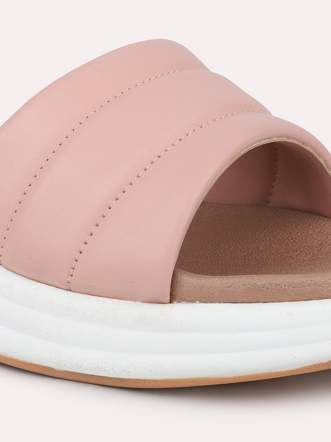 Women Peach Textured Open Toe Comfort Sandals
