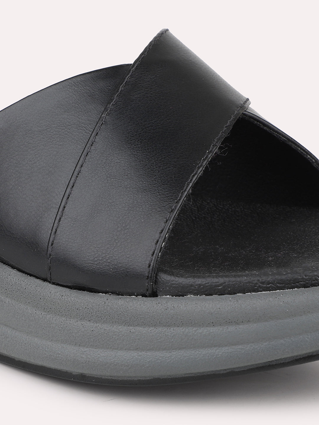 Women Black Solid Open Toe Comfort Sandals