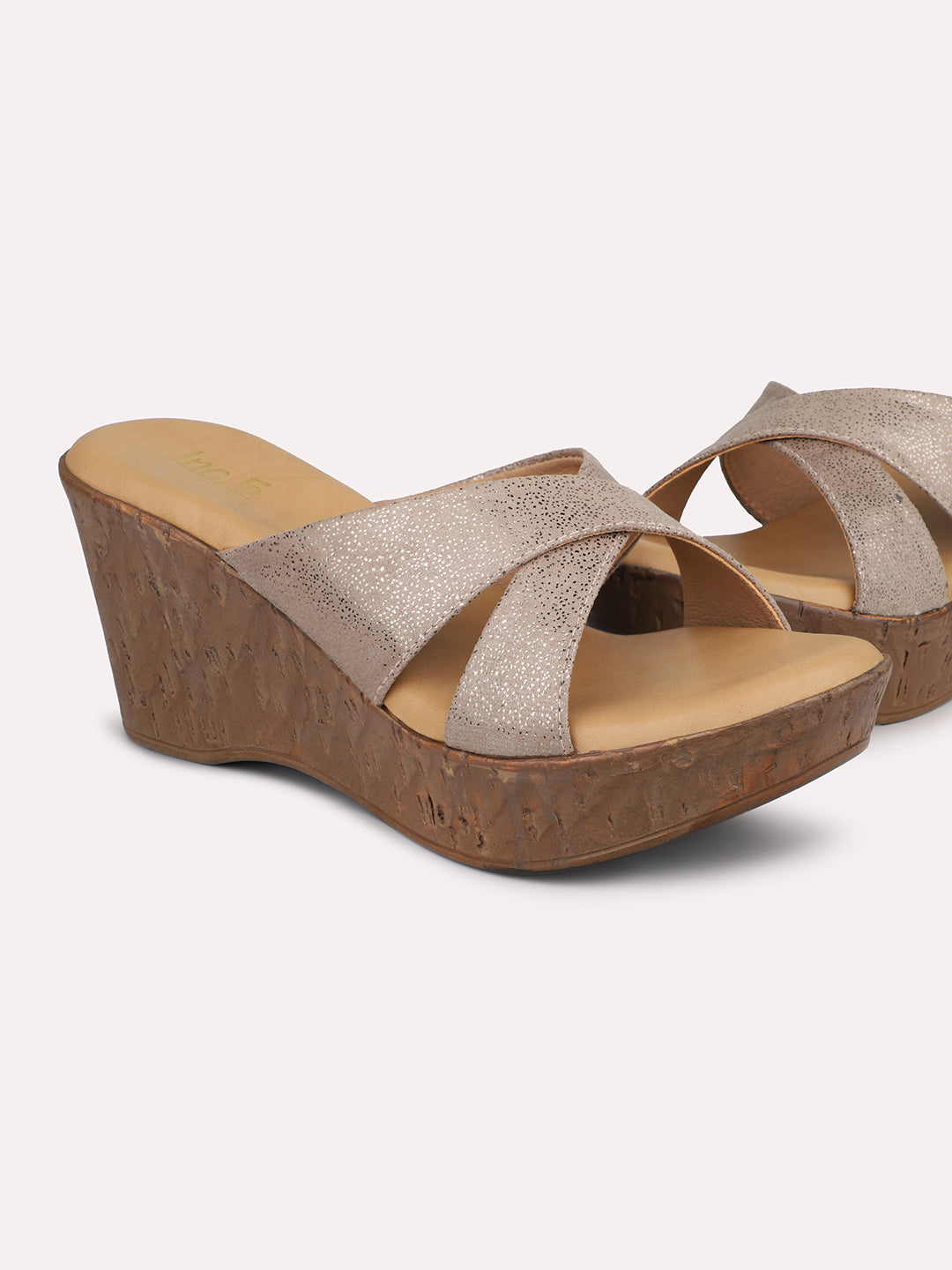 Women Chikoo Cross Strap Wedges