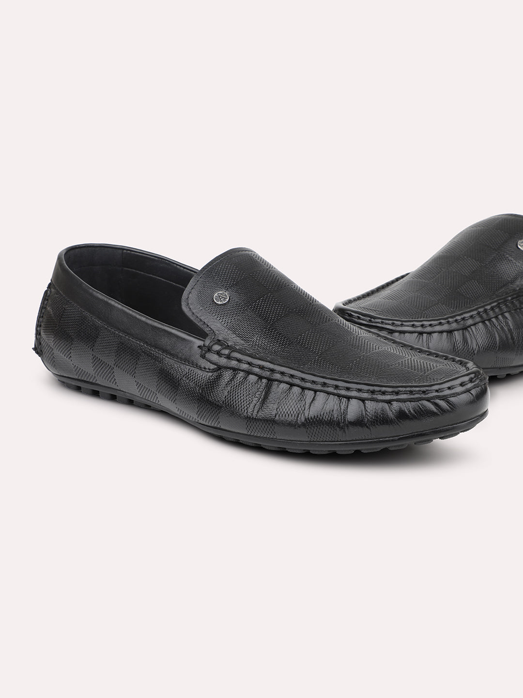 Atesber Black Textured Driving Casual Shoes For Mens