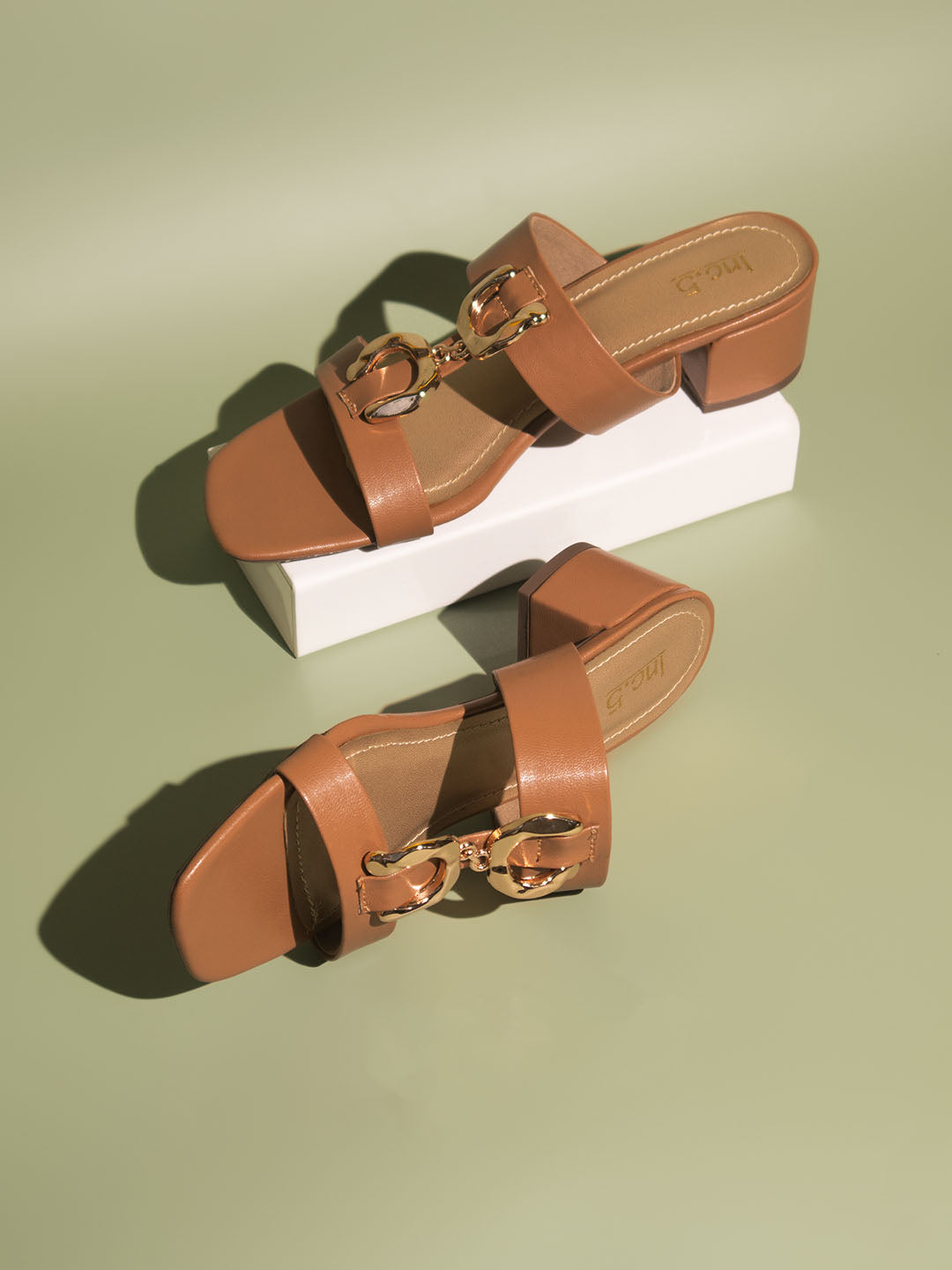 Women Beige Block Sandals