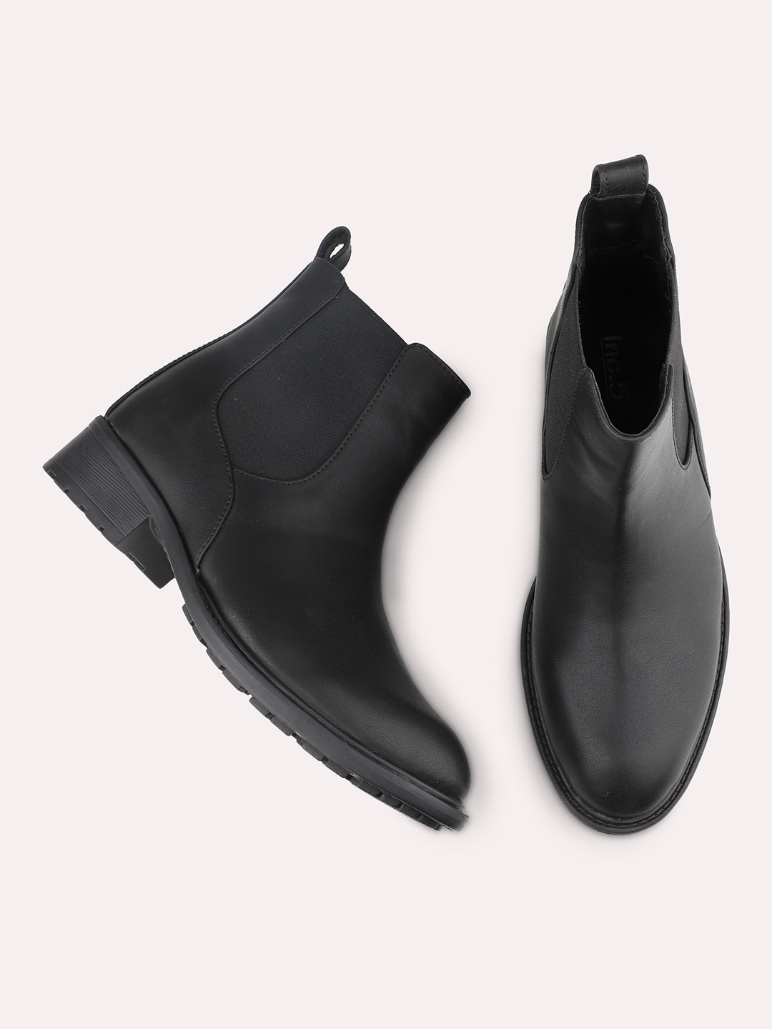 Women Black Solid Casual Chelsea Boots